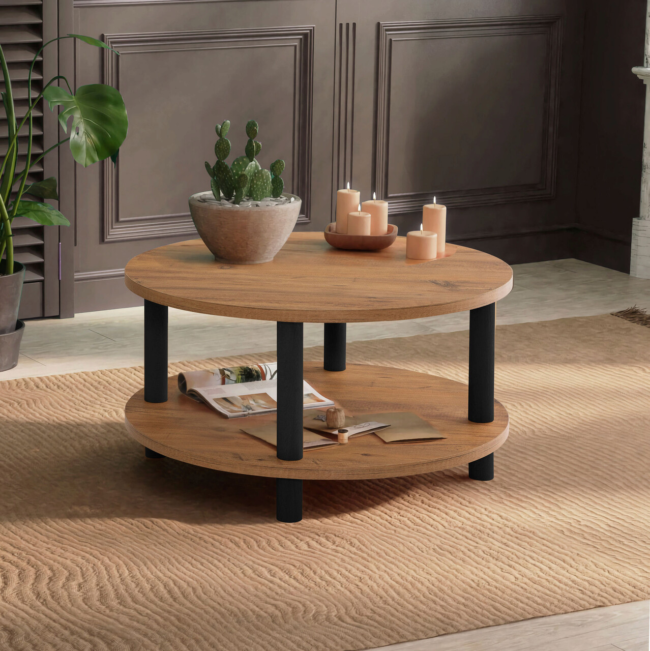 Masuta de cafea, Hanah Home, Roby, Negru / Pin Atlantic - imagine 7